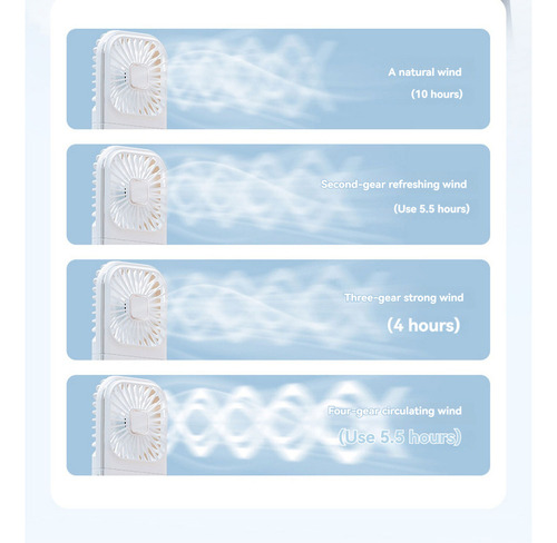 Ventilador portátil, ventilador de cuello, plegable, color azul