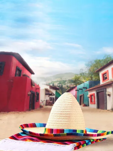 Disfraz De Poncho De Sarape Mexicano, Sombrero Mexicano Con