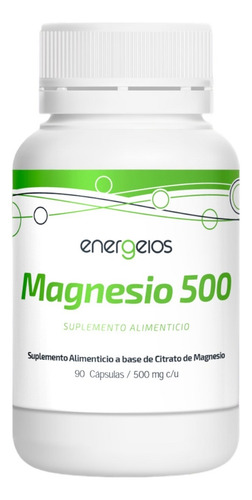 Citrato De Magnesio De 500mg Dos Botes De 90 Caps Total 180 Sabor Sin Sabor