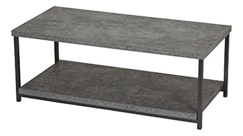 Mesa De Centro Con Estante De Madera Y Metal Color Gris