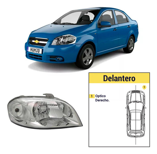 Foco Delantero Derecho Chevrolet Aveo 2007 En Adelante