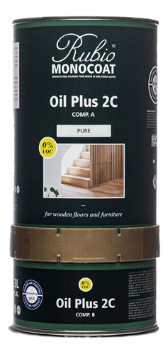 Plus 2c Pure Eco2 - Aceite Para Manchas De Madera, Color Tra