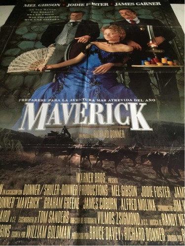 Poster Maverick Con Mel Gibson Jodie Foster (restaurado)1994