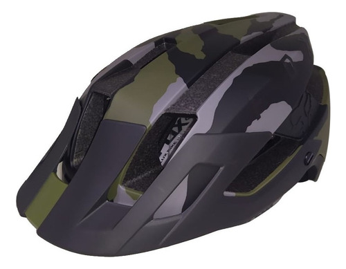 Capacete Fox Flux Camuflado Ciclista Bike Bicicleta Ciclismo Cor Cinza - Verde Tamanho G - Gg