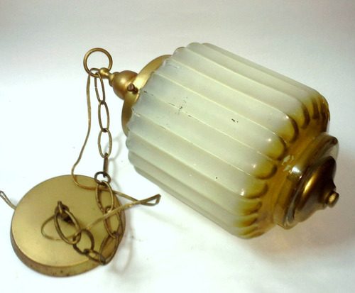 Lámpara De Techo Vintage Colgante Vidrio Blanco