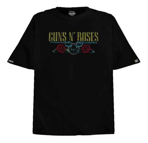 Camiseta Oversize Guns N Roses And Rock Metal Logo Btz