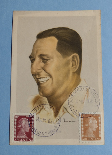 Tarjeta Del General Perón Con Estampillas De Eva Perón 