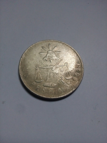 Moneda Un Peso M. M. 9 0 2.7 Republica Mexicana 1872 Acero (Usado)