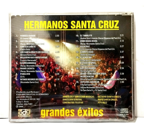 Cd Hermanos Santa Cruz Grandes Éxitos - Edg Discos 2000 (Usado)