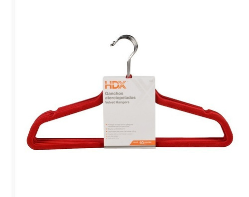 Set De 10 Ganchos Aterciopelados Color Rojo A05