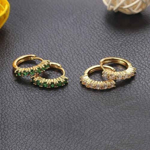 Brinco Argola Zirconia Dourado F. Ouro 18k - Dourado
