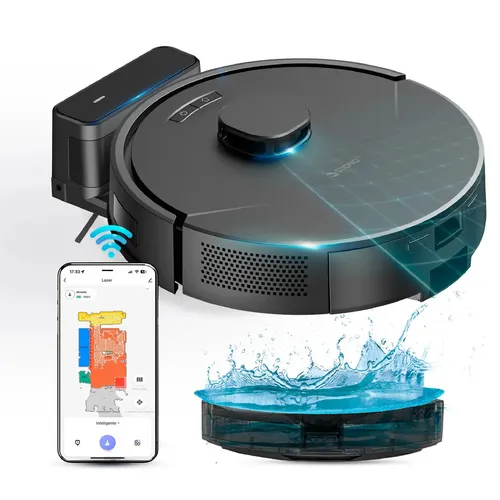Aspiradora Robot Suono Láser Lidar Detección de Obstáculos 8000Pa Trapeadora Smart Barre Filtro Hepa App Wifi Mapeo Inteligente Full Preciso