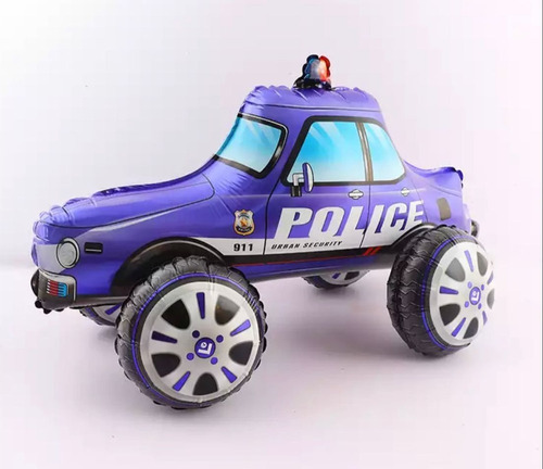 Globo Metalizado Grande Auto Policia Azul 4d X1 Unidad