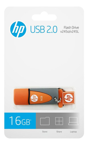 Pendrive Hp 16 Gb V245o 2.0 Naranja