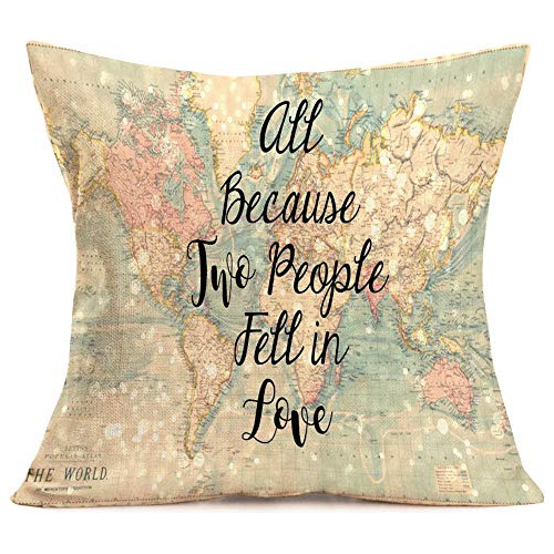 Sweet Lovers Saying Quote Words World Map Throw Pill...