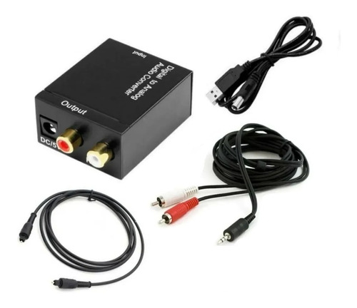 Convertidor Audio Digital A Análogo + Cables Ac Óptico Y Rca