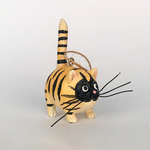Precioso Gato De Resina Estatuilla Colgante Espejo Oro Negro