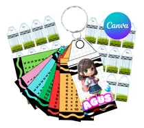 Comprar Plantilla Editable En Canva Llavero Tabla De Multiplicar.