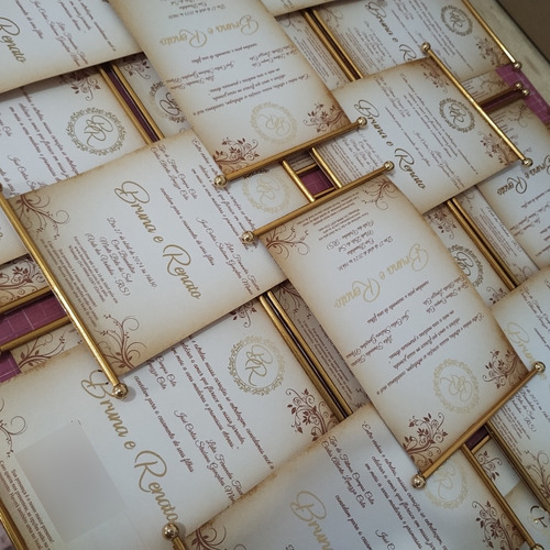 20 Convites Pergaminho - Personalizado Branco