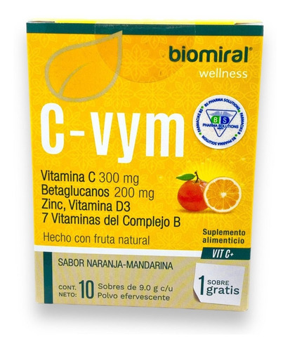 C-vym Polvo Efervescente C/10 Sobres (vitamina C) Sabor Naranja