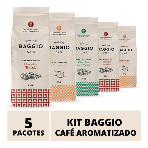 Café Em Pó Baggio - 5 Pacotes - 1.250g - Café Aromatizado