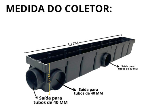 Ralo 6x50 Linear Pluvial Grelha Alumínio Coletor Agua 13pç