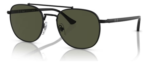 Óculos De Sol Com Plaqueta Persol Po1006s 1078/31 - Preto Cor Preto Brilho Armação Preto Brilho Haste Preto Brilho Lente Verde Desenho Arredondada