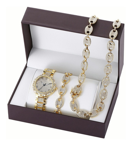 Relógio de pulso Jinjude Watch com corpo dourado,  analógico-digital, para sem gênero, fundo  dourado, com correia de matdel cor golden 1, bisel cor dourado e ímã