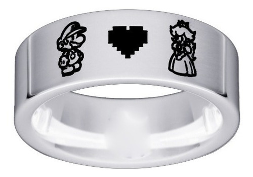 Anillo Mario Bros Princesa Plata .925 Amor Pareja Compromiso