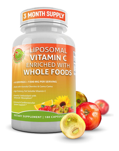 Vitamina C Liposomal, 1500 Mg, Cerezas Orgnicas De Acerola Y