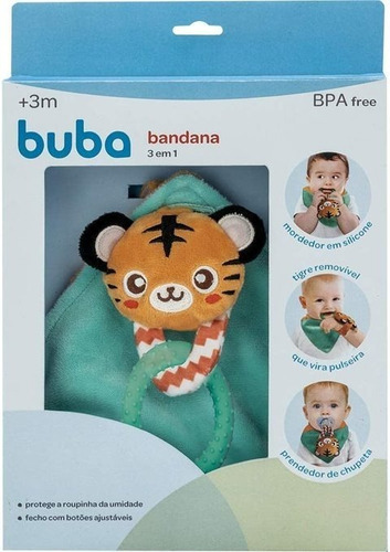 Bandana Para Bebé 3 En 1 Buba, Clip Chupete Sonajer Mvd Kids