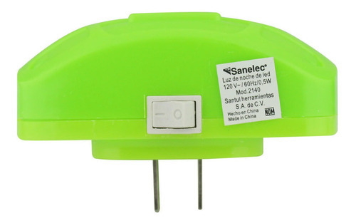 Luz De Noche Sanelec Kids 0,5w Led Diseño Coche Color Verde Verde