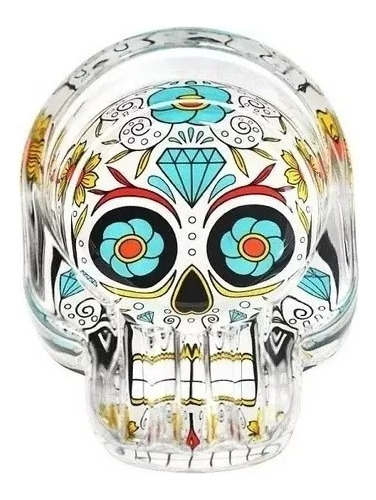 Cenicero De Vidrio Con Diseño Calavera Colores Hogar