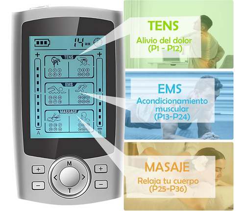 Masajeador Electrónico De Pulso Con 36 Modos Y 12 Unids Alm