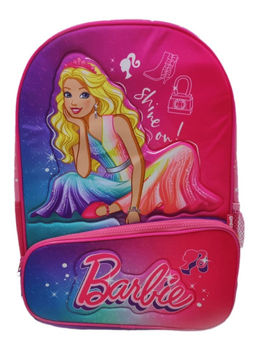 Mochila Barbie 41cms Rosa Con Violeta Original