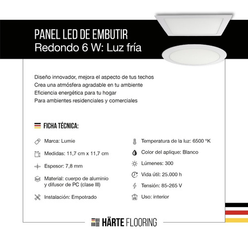 Plafon Led 6w Techo Embutir Lampara Redondo