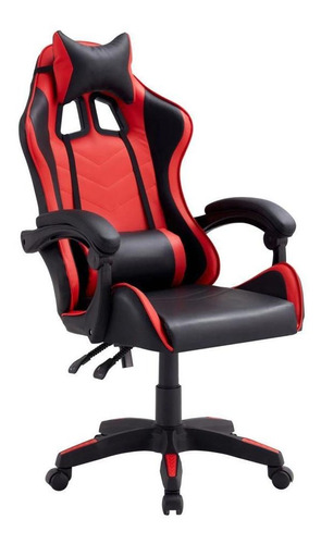 Silla Gamer Negro Y Rojo Pu Max