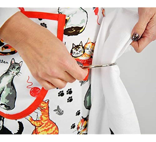 Home-x Delantal De Cocina Con Estampado De Gato De Lona De A