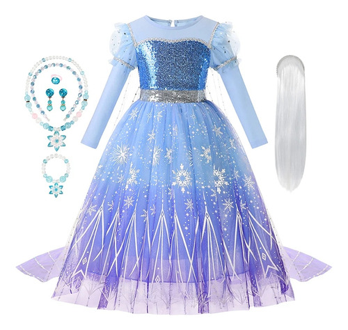 Vestido De Princesa De Elsa Para Niña  Disfraz De Reina De L