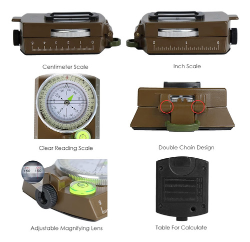 Brújula Militar Con Bolsa Y Cordón, Brújula Impermeable De M