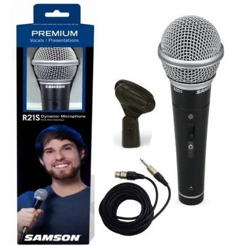 Microfono Profesional Samson Dinamico Cardioide Cable Color Negro