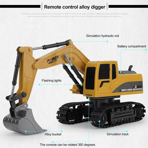 Excavadora De Control Remoto, Excavadora De Metal Recargable