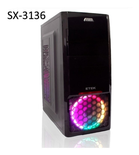 Imagen 2 de 6 de Case Para Pc Etek Led Soporta Intel & Ryzen 3/5/7/9 Inc. Iva