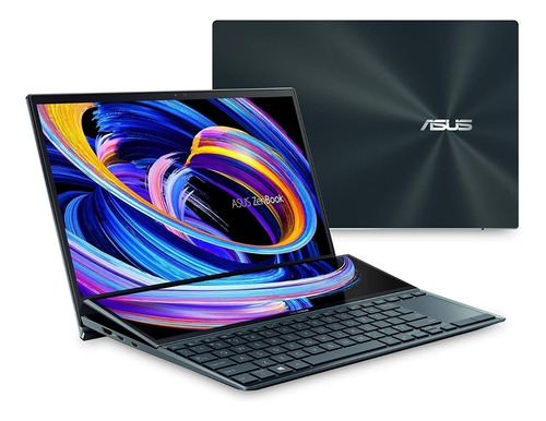 Ultrabook gamer Asus ZenBook Pro Duo UX482EG azul celestial táctil 14", Intel Core i7 1165G7 16GB de RAM 1 TB SSD, NVIDIA GeForce MX450 1920x1080px Windows 10 Home
