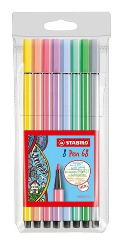 Marcador Stabilo Pen 68 Pack X8 Colores Pastel Cod7882