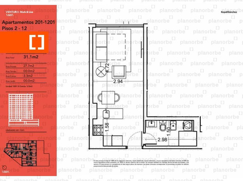 Venta De Apartamento Obra Construcción Monoambiente En Cordón, Ventura Work & Live/go Unidad 801