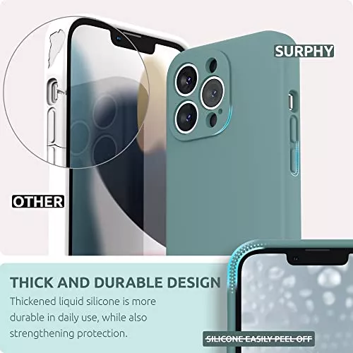 SURPHY Funda compatible con iPhone 13 Mini con protector de pantalla,  (protección de cámara + forro de microfibra suave), funda de silicona  líquida de