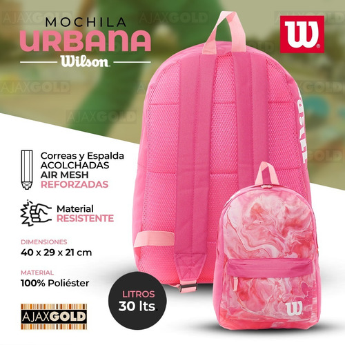 Imagen 6 de 10 de Mochila Wilson Mujer Urbana Impermeable Porta Notebook Gym