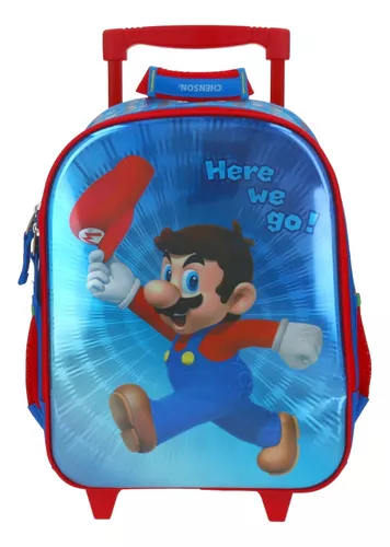 Mochila Ruedas Chenson Niño Mario Bros Preescolar Kinder Carro De