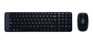 Kit de teclado y mouse inalámbrico Logitech MK220 Español de color negro